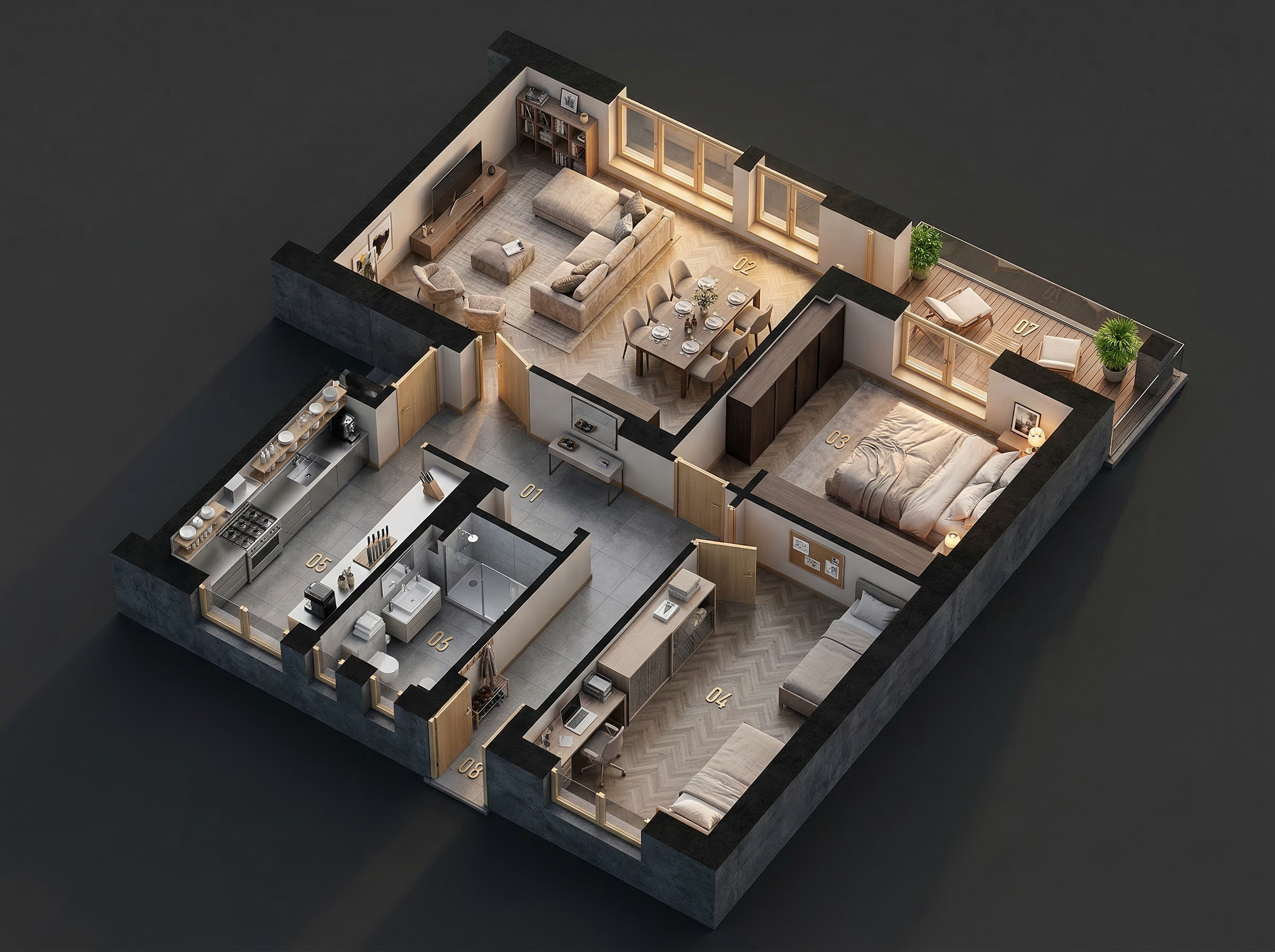 Sohum AI 3D isometric floor plan output